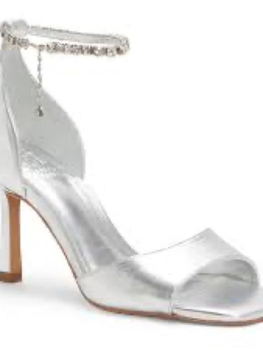 Vince Camuto Evensa Silver Rhinestone Ankle-Strap Heels